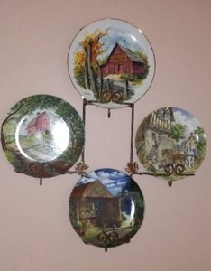 Rural Life Collectible Plates (4)  and Wall Display Hanger.