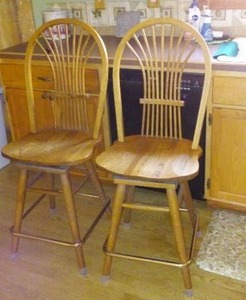 Richardson Brothers Wood Swivel High Top Chairs (2)