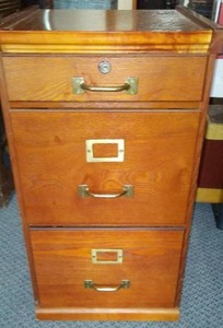 Wood 3-Drawer File Cabinet.