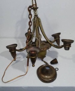 Vintage Brass Art Deco Chandelier.