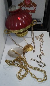 Mid-Century Cranberry Red Hanging Light