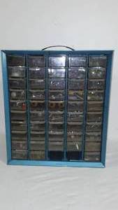 50 Drawer Organizer with contents. 13W x 15T X 6 � D, metal.