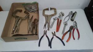 Assorted Pliers, Wrenches.