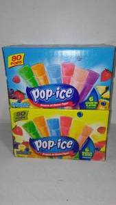 Pop Ice Freeze Pops (2) 80ct boxes, Tropical and Assorted Flavor.