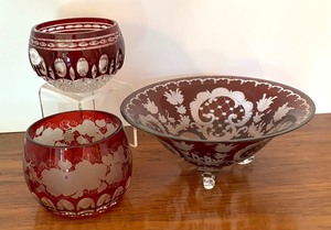 lot 92A image: Three Vintage Bohemian Crystal Bowls