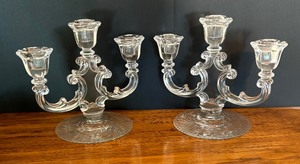 lot 38 image: Pair of Vintage Fostoria Navarre Trindle Candle Holders