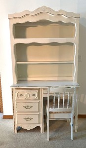 lot 51 image: Vintage French Provincial Desk with Chair