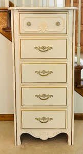 lot 52 image: Vintage French Provincial Tall Chest of Drawers  Lingerie Chest