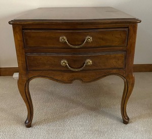lot 55 image: Vintage Davis Cabinet Company Two Drawer Accent Table