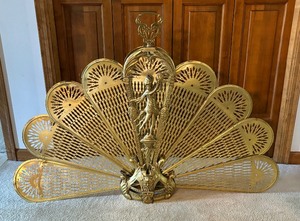 lot 1 image: Amazing Vintage Art Nuevo Proud Peacock Fireplace Screen