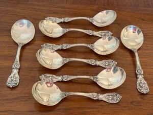 lot 10 image: (8) Sterling Silver Reed and Barton Francis I Soup Spoons