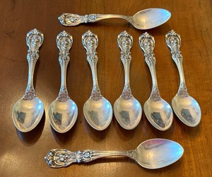 lot 18C image: Set of 8 Vintage Reed and Barton Francis I Sterling Silver Demitasse Spoons