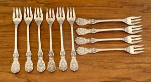 lot 11C image: Set of 10 Vintage Reed & Barton Francis I Clam  Oyster Forks