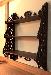 lot 108 image: Ornate Vintage Mahogany Three Tier Wall Shelf
