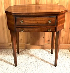 lot 118 image: Vintage Accent Table with Two Drawers