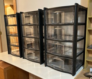 lot 131 image: Three Plastic Organizer Carts