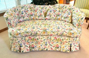 lot 5B image: Newly Upholstered Floral Sofa  Couch