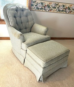 lot 206 image: Beautiful Armchair with Ottoman by Rowe
