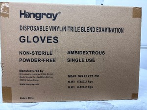lot 24 image: 1 Case (1000 pairs) NEW Hongray Disposable Single-Use Non-Sterile Powder-Free VinylNitrile Blend Examination Gloves - Size XL
