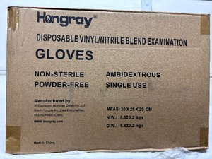 lot 25 image: 1 Case (1000 pairs) NEW Hongray Disposable Single-Use Non-Sterile Powder-Free VinylNitrile Blend Examination Gloves - Size XL