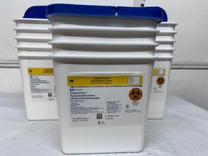 lot 13 image: Lot of Covidien 8820 2-Gallon SharpSafety Biohazard Pharmaceutical Regulated Medical Waste Containers with Lids