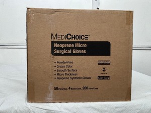 lot 45 image: 1 Case (200 pairs) MediChoice&nbspSGL85090 Single-Use Powder-Free Neoprene Synthetic Micro Surgical Gloves - Size 9