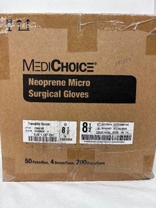 lot 109 image: 1 Case (200 pairs) MediChoice SGL85085 Single-Use Sterile Powder-Free Neoprene Synthetic Micro Surgical Gloves - Size 8 12