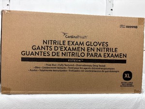lot 113 image: 1 Case (1300 pairs) NEW Cardinal Health 8899NB Esteem Single-Use Non-Sterile Powder-Free Fully Textured Chemotherapy Drug Tested Nitrile Exam Gloves - Size XL Blue 