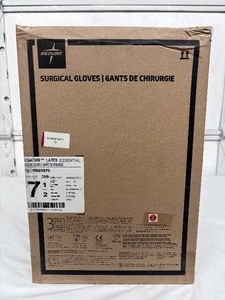 lot 118 image: MSRP $350  1 Case (200 pairs) NEW Medline MSG5975 Signature Latex Essential Powder Free Surgical Gloves -beaded cuff design ensures easy donning and doffing- textured surface improves grip - Size 7.5 (SOLD On Ebay $120 Per Case)