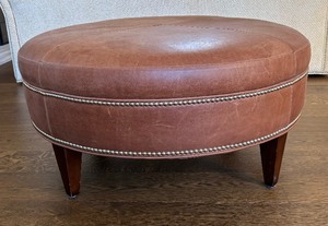 Circular Leather Ottoman by Kravet Furniture