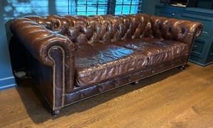 Restoration Hardware Kensington Brown Leather Sofa  Couch