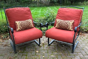 Pair of Pretty Metal Rocker Patio Chairs
