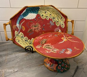 The Artesian Road Collection Platter and Pedestal Plate by Tracy Porter