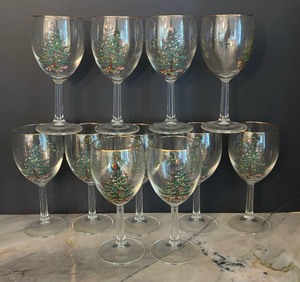 11 Spode Christmas Tree Wine Glasses