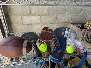 lot 47 image: Sporting Equipment - Vintage Rackets, Balls and Suction Shuttlecocks