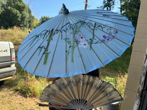 lot 56 image: Japenese Fan and Oil Paper Umbrella