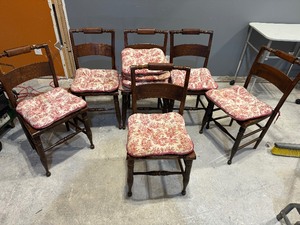 lot 30 image: Six Matching Antique Walnut Chairs Manufactured by High Point Bending & Chair Co. Siler City, N.C