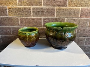 lot 67 image: Beautiful GreenBrown Pottery Planters