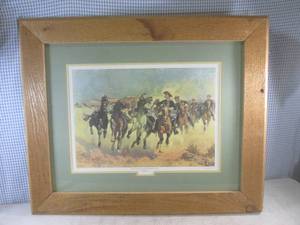 (A-4) Framed Frederic Remington Di...