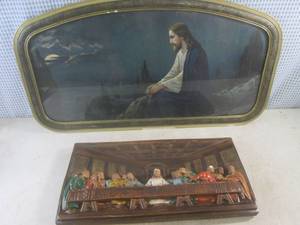(C-2) Vintage Framed Jesus Picture ...