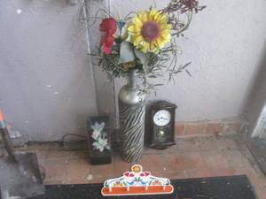 (EW1) Large Metal Vase, Wall Clock,...