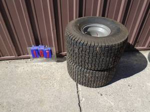 Qty of 2 20 x 10 x 8 garden tractor tires. As shown.