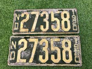 1920 Set of ND License Plates