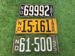 1921, 1922 & 1923 ND License Plates
