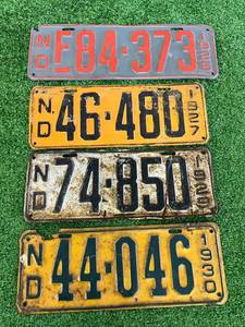 1926, 1927, 1929 & 1930 ND License Plates