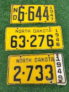 1947, 1948 & 1949 ND License Plates