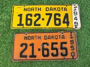 1949 & 1950 ND Waffle License Plates