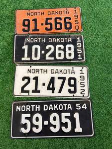 1950, 1951, 1952 & 1954 ND License Plates