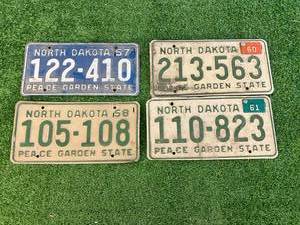 1957, 1958, 1960 & 1961 ND License Plates
