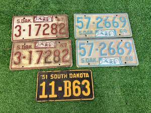 South Dakota License Plates - 1951, 1967 & 1968